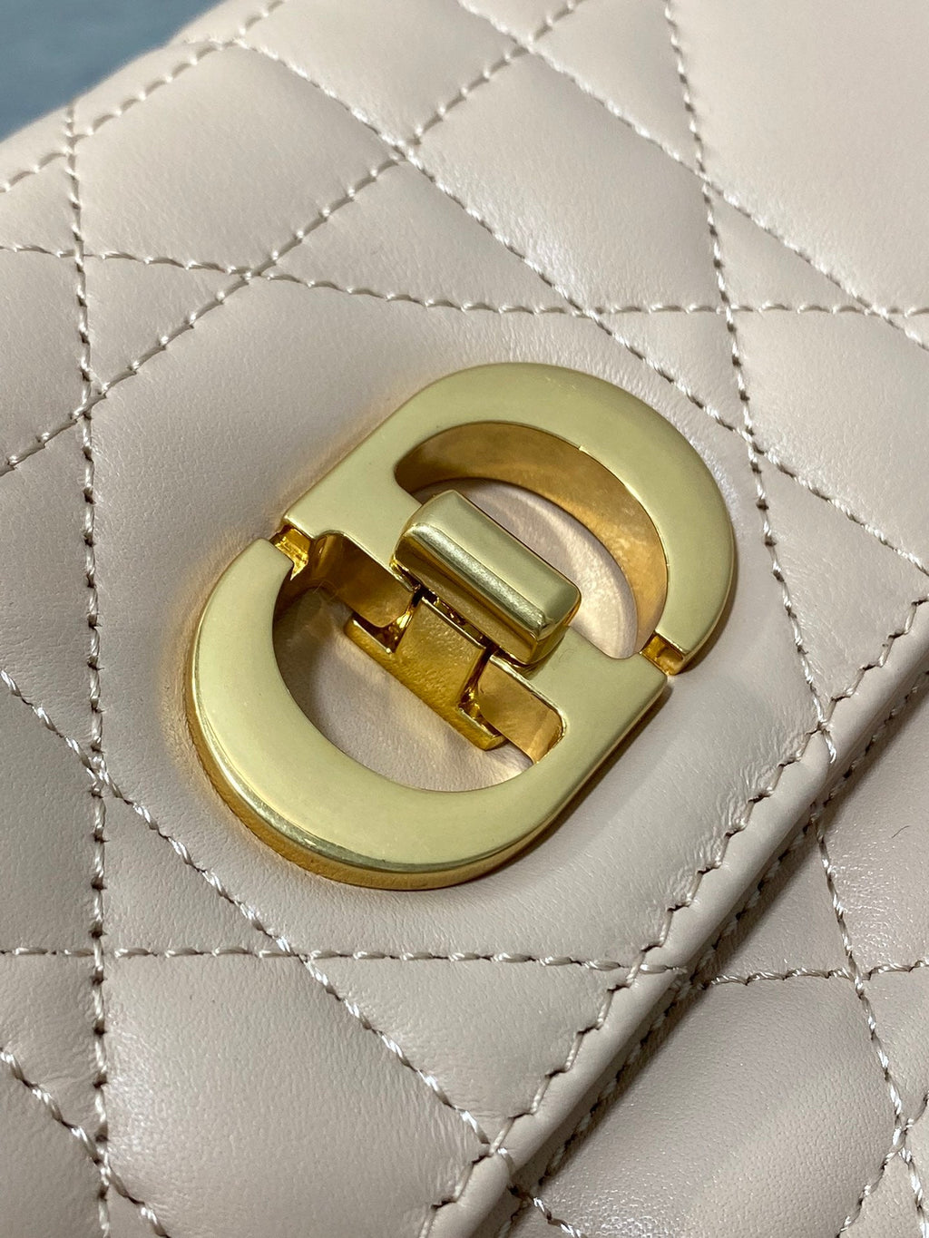 Dior Miss Caro Mini 17 Bag in Powder Beige Macrocannage Lambskin