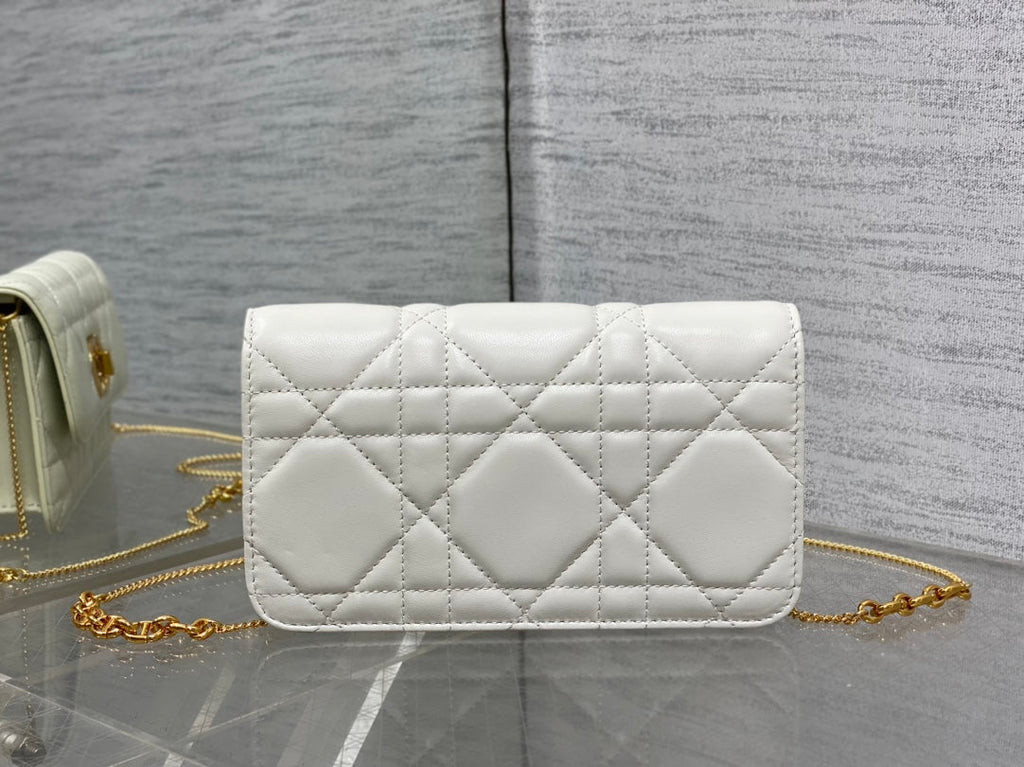 Dior Montaigne Avenue Mini 19 Bag in White Calfskin with Gold Hardware