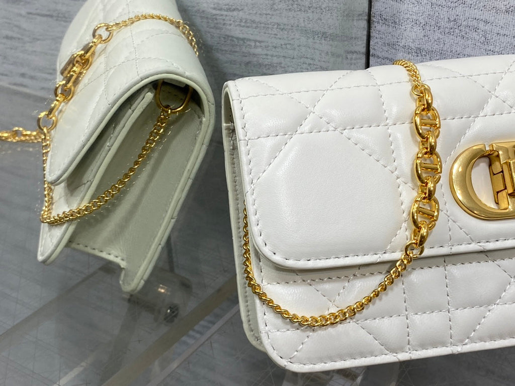 Dior Montaigne Avenue Mini 19 Bag in White Calfskin with Gold Hardware