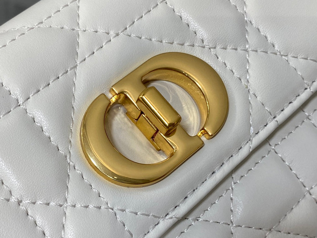 Dior Montaigne Avenue Mini 19 Bag in White Calfskin with Gold Hardware