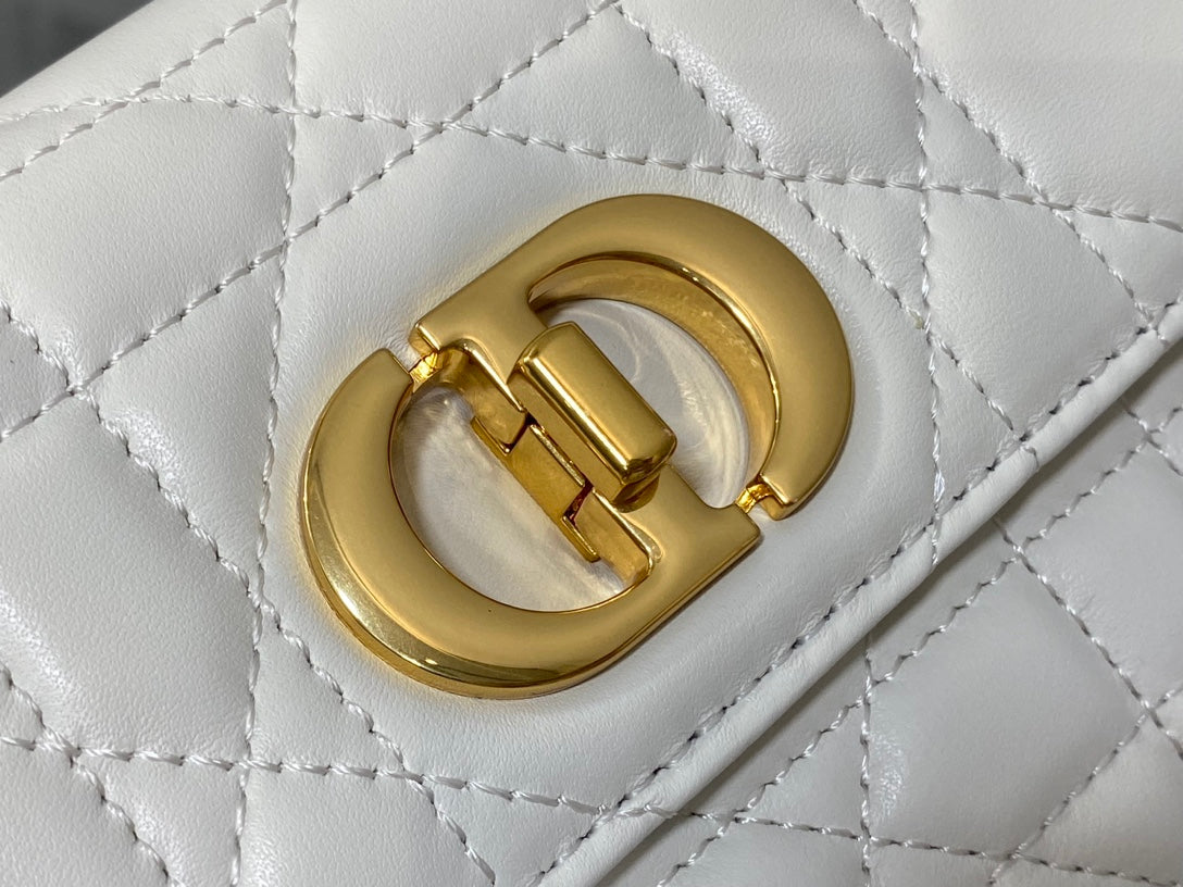 Dior Montaigne Avenue Mini 19 Bag in White Calfskin with Gold Hardware