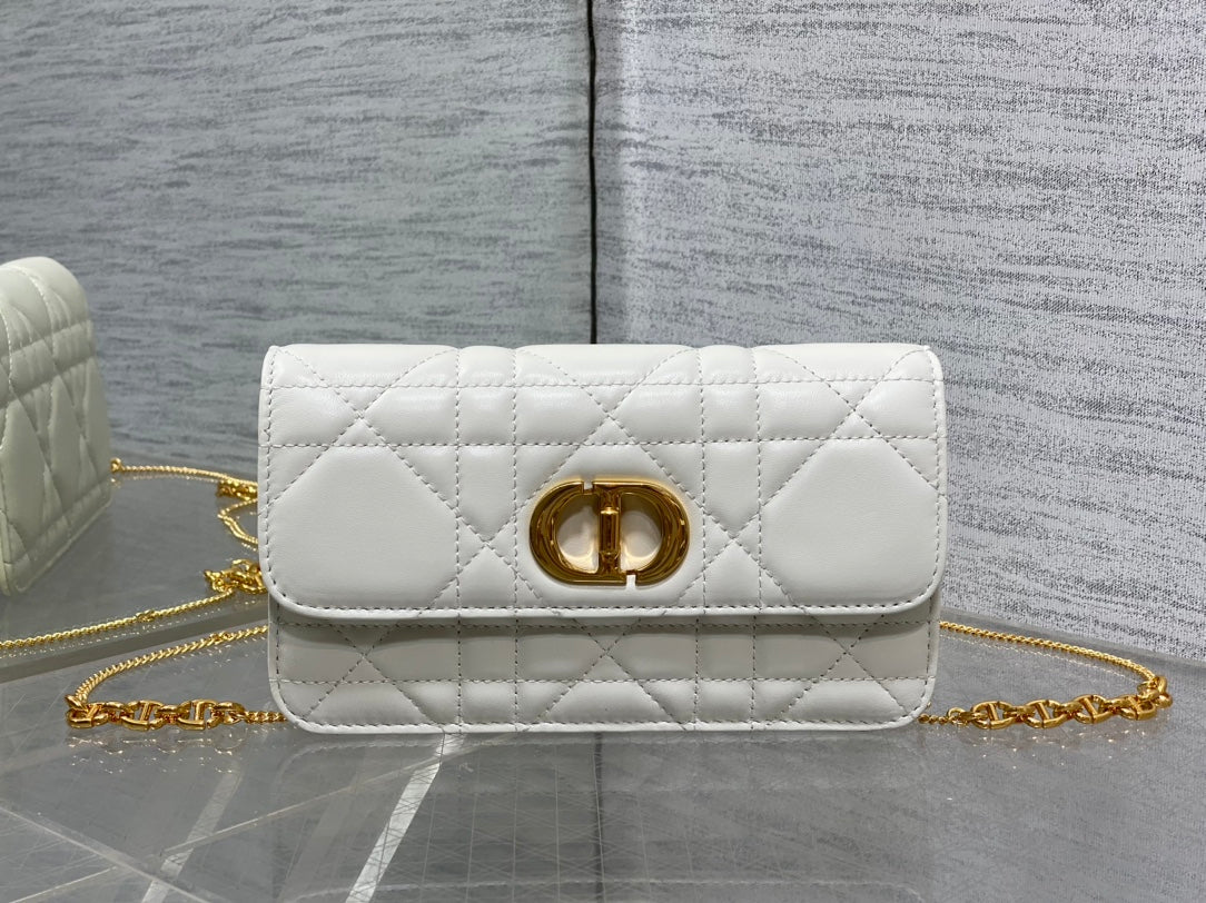 Dior Montaigne Avenue Mini 19 Bag in White Calfskin with Gold Hardware