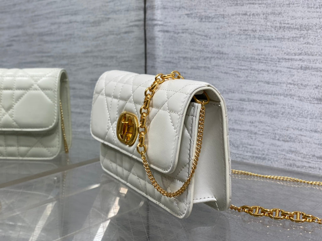 Dior Montaigne Avenue Mini 19 Bag in White Calfskin with Gold Hardware