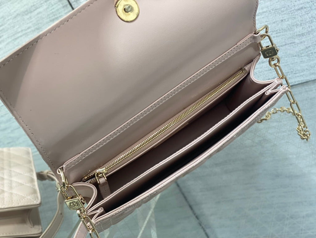 Dior Mini Bag 24 in Light Pink Patent Cannage Calfskin