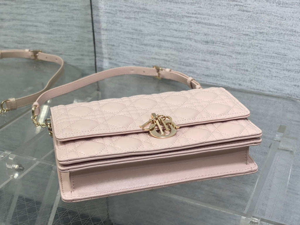 Dior Mini Bag 24 in Light Pink Patent Cannage Calfskin