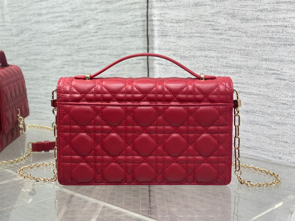 Dior Mini Bag 24 in Rubby Red Patent Cannage Calfskin