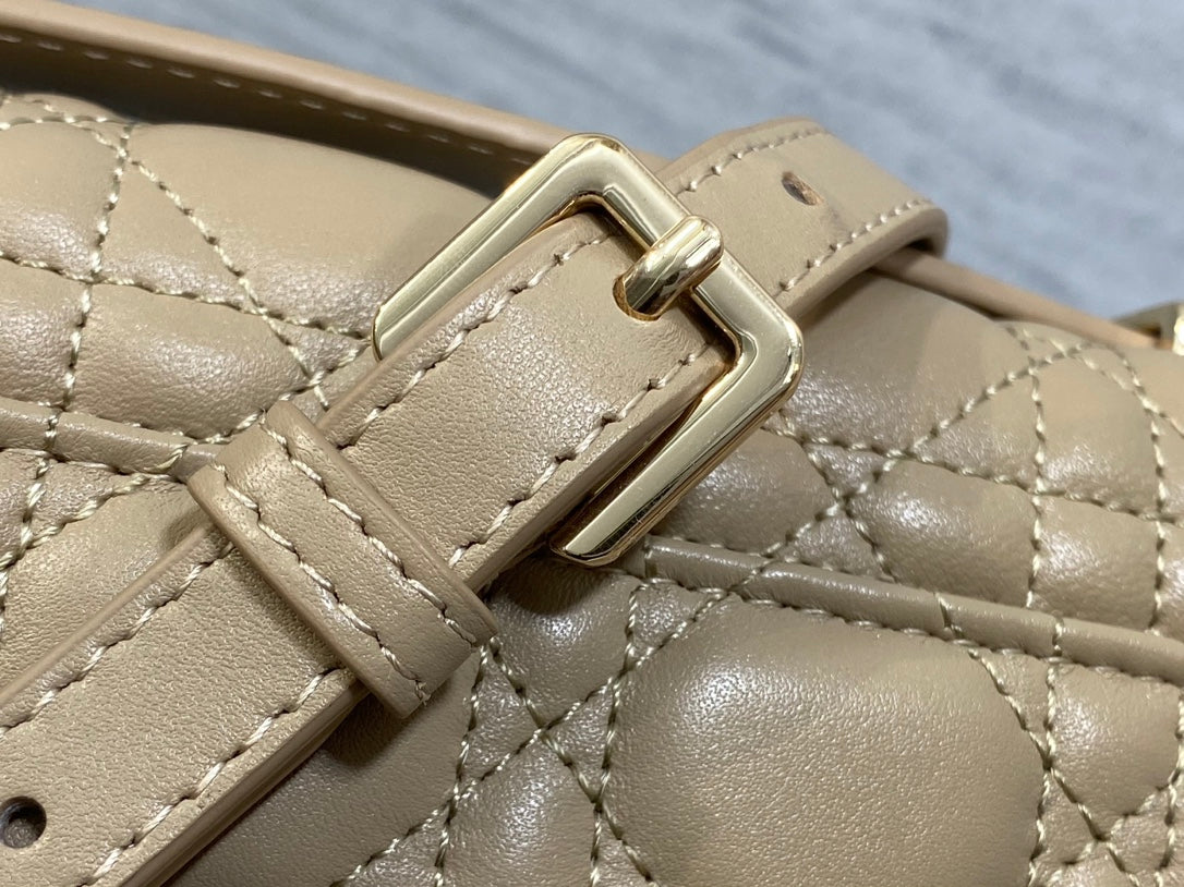 Dior Mini Bag 24 in Camel Beige Patent Cannage Calfskin
