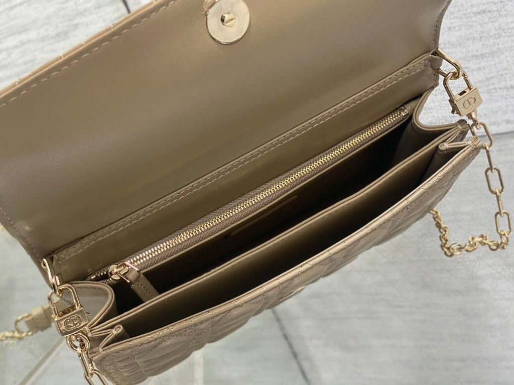 Dior Mini Bag 24 in Camel Beige Patent Cannage Calfskin