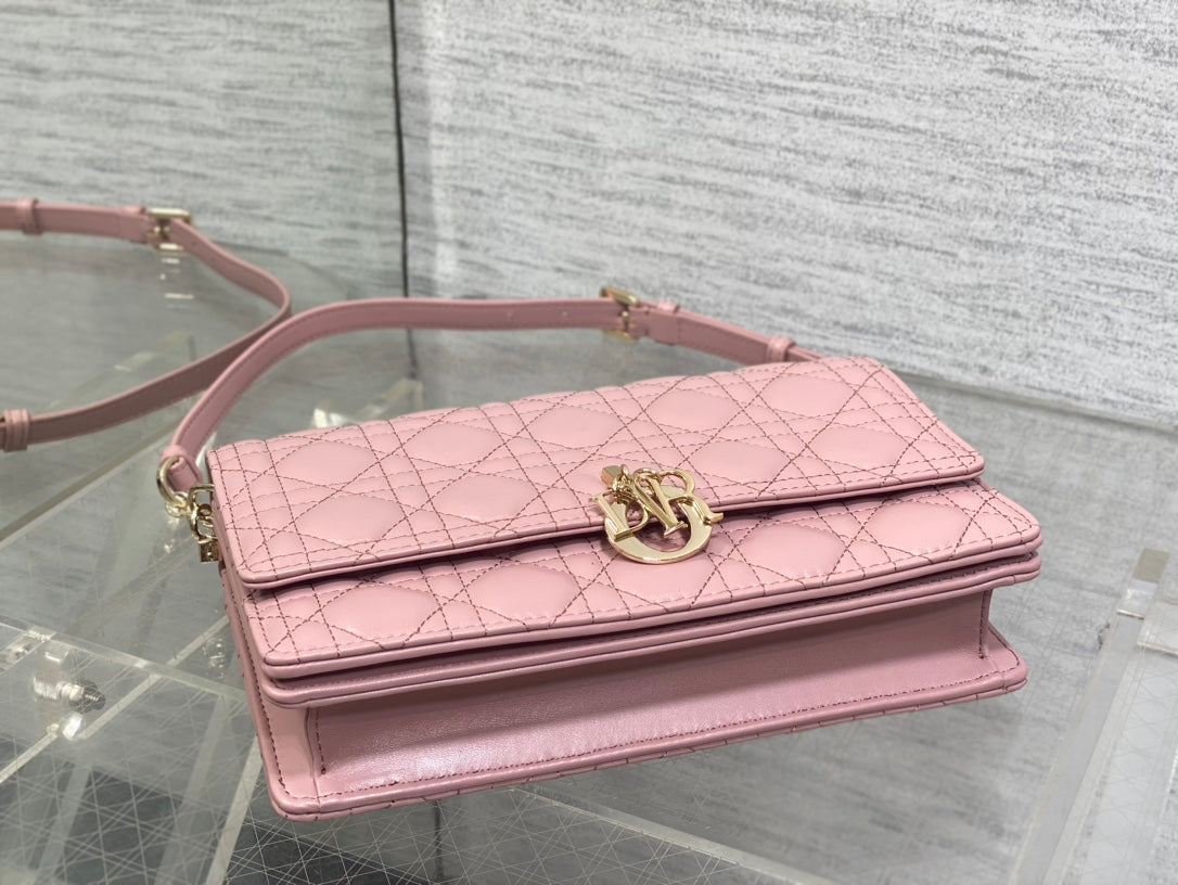 Dior Mini Bag 24 in Rose Pink Patent Cannage Calfskin