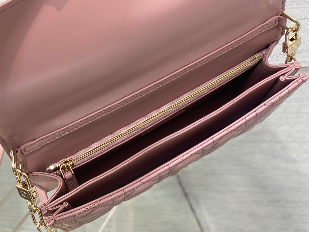 Dior Mini Bag 24 in Rose Pink Patent Cannage Calfskin