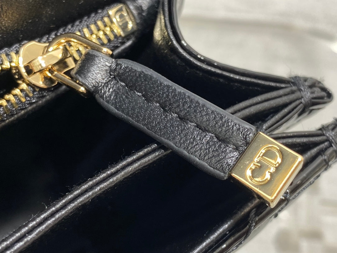 Dior Mini Bag 24 in Black Patent Cannage Calfskin