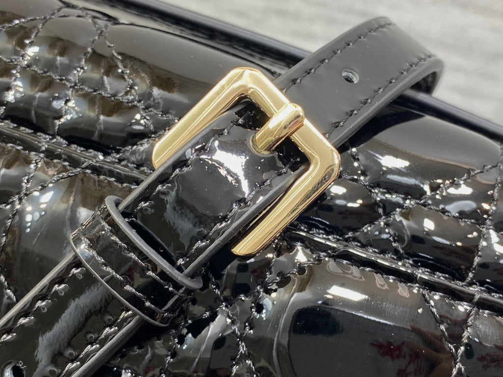 Dior Mini Bag 24 in Black Patent Cannage Calfskin