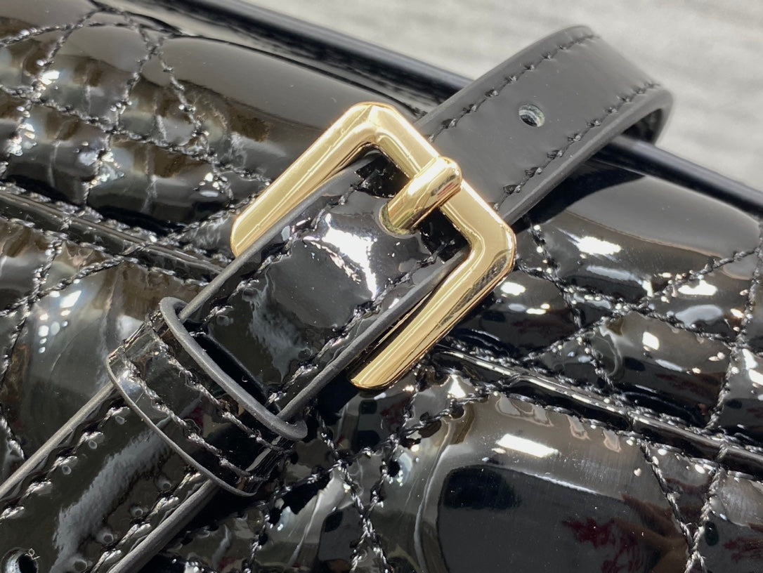 Dior Mini Bag 24 in Black Patent Cannage Calfskin