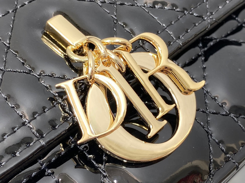 Dior Mini Bag 24 in Black Patent Cannage Calfskin