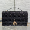 Dior Mini Bag 24 in Black Patent Cannage Calfskin