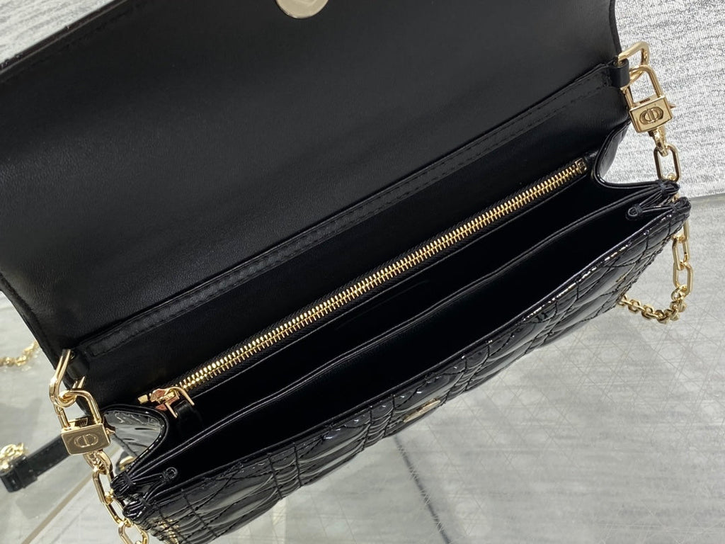 Dior Mini Bag 24 in Black Patent Cannage Calfskin