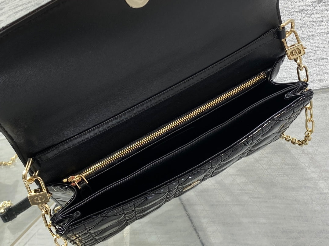 Dior Mini Bag 24 in Black Patent Cannage Calfskin