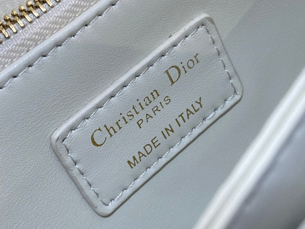 Dior Mini Bag 24 in White Cream Patent Cannage Calfskin