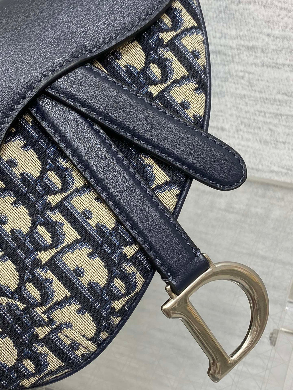 Saddle 19 Bag with Strap Blue Oblique Jacquard