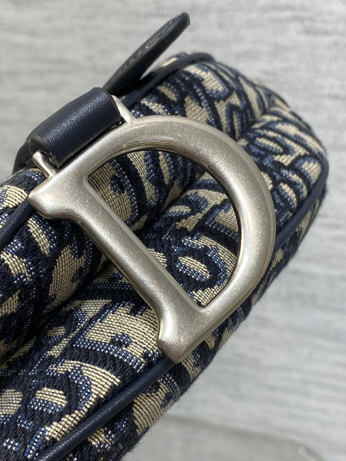 Saddle 19 Bag with Strap Blue Oblique Jacquard