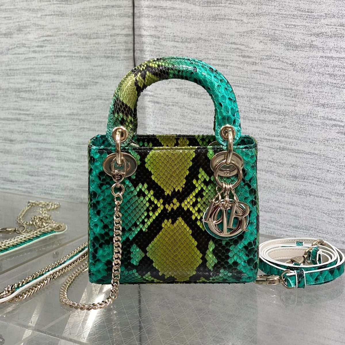 Dior Mini 17 Lady Bag in Colorful Snakeskin Pattern Lambskin 225963