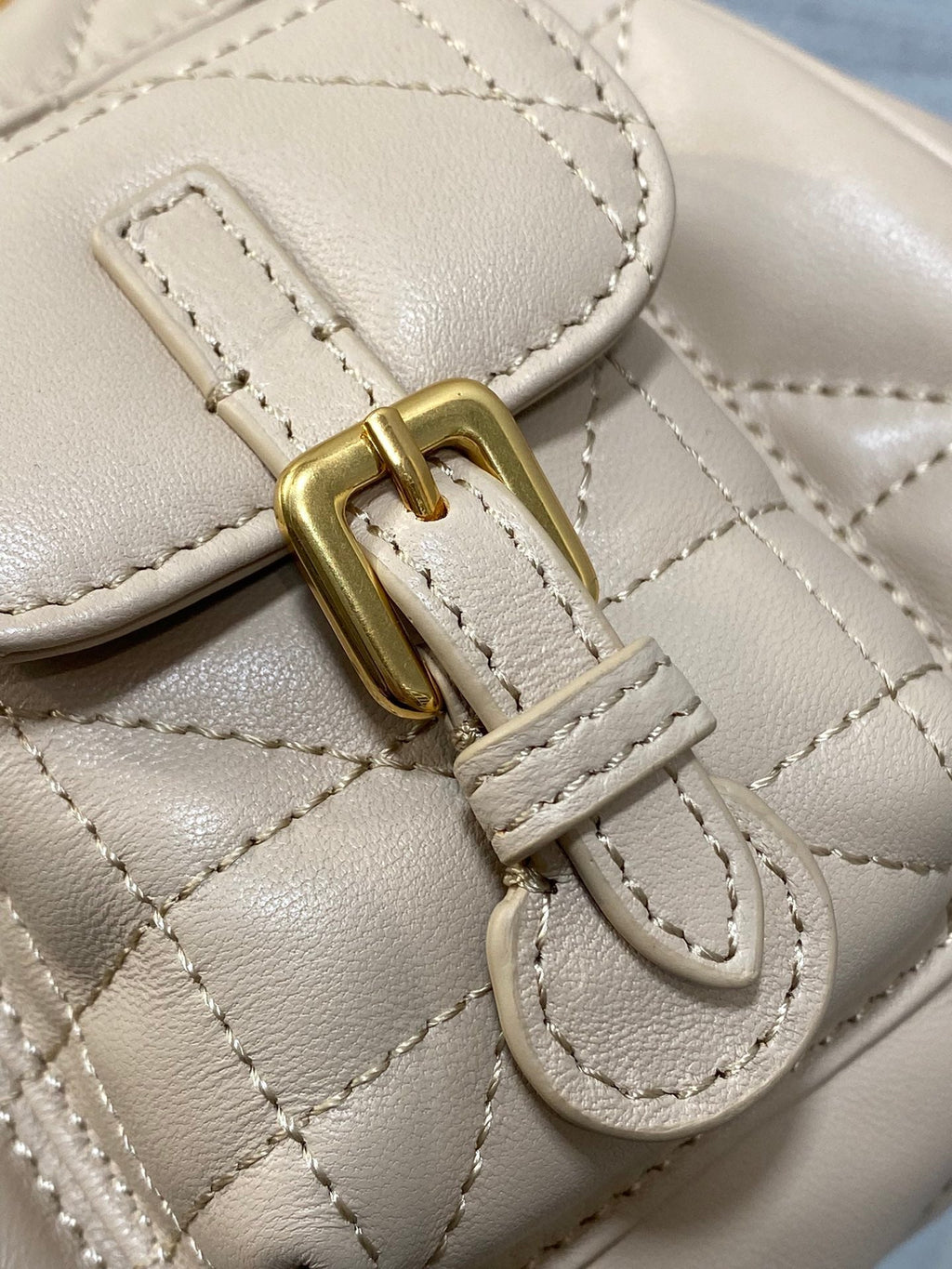 Dior Small 20 Caro Backpack in Almond Beige Macrocannage Lambskin