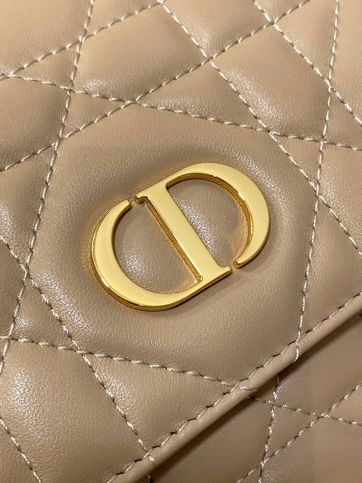 Dior Medium 25 Caro Backpack Almond Beige Macrocannage Lambskin