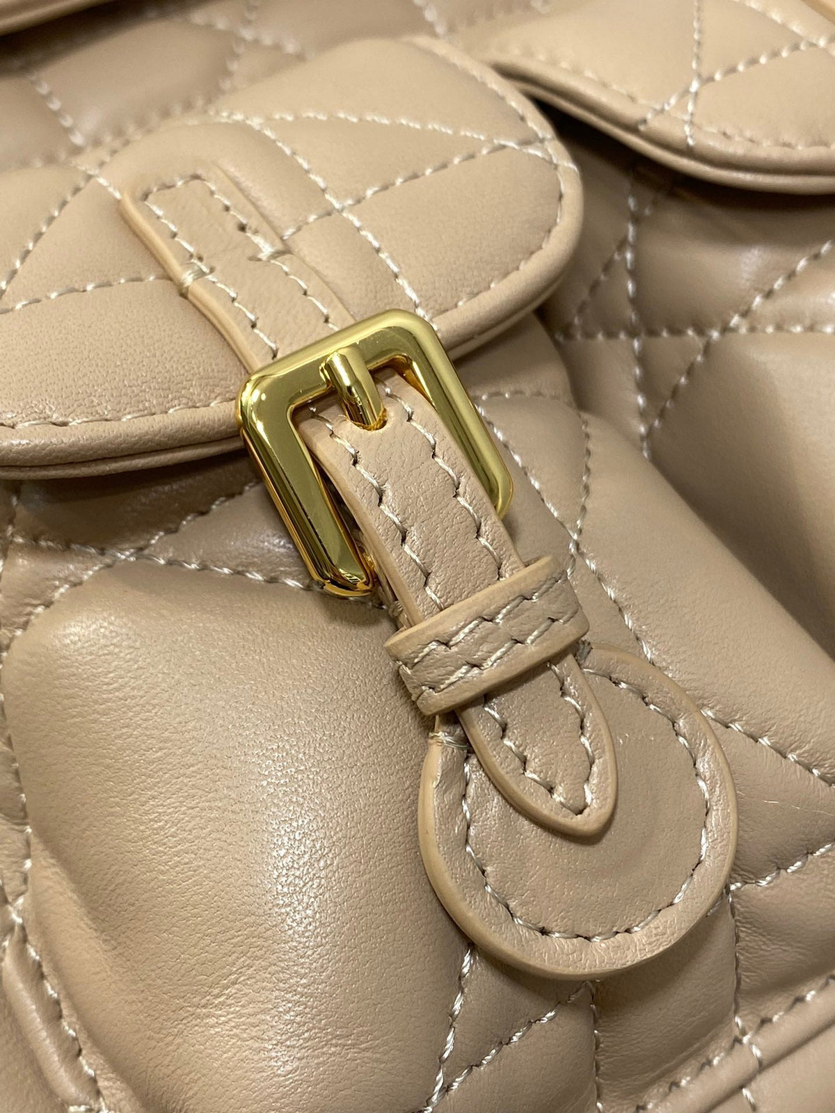 Dior Medium 25 Caro Backpack Almond Beige Macrocannage Lambskin