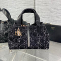 Dior Mini 23 Toujours Bag in Black Mix White Cannage Tweed with Gold Hardware