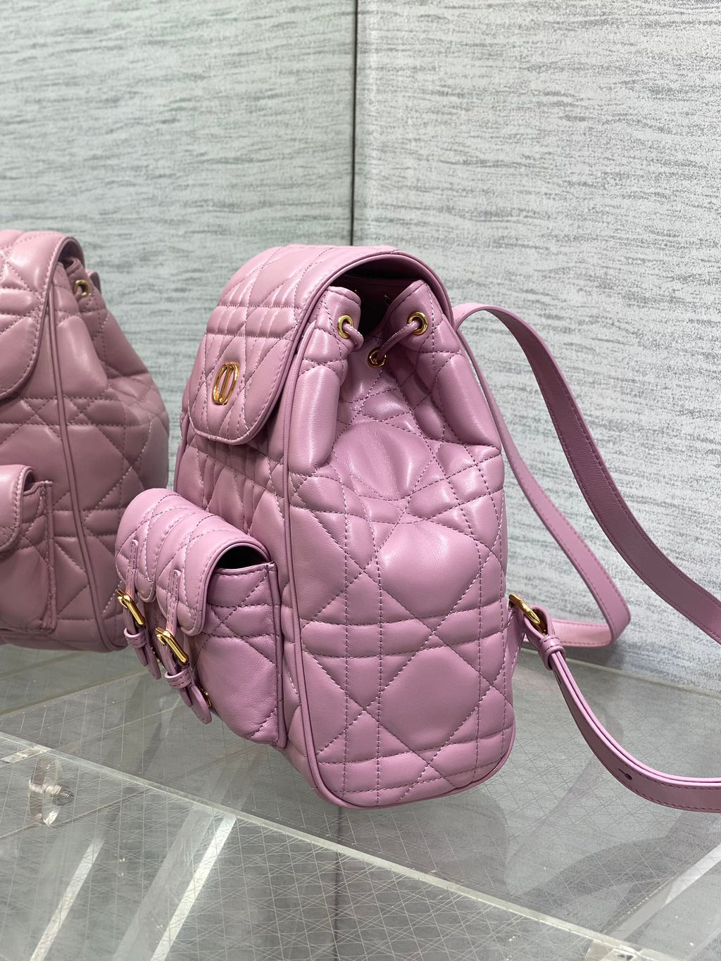 Dior Medium 25 Caro Backpack Flamingo Pink Macrocannage Lambskin