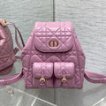 Dior Medium 25 Caro Backpack Flamingo Pink Macrocannage Lambskin