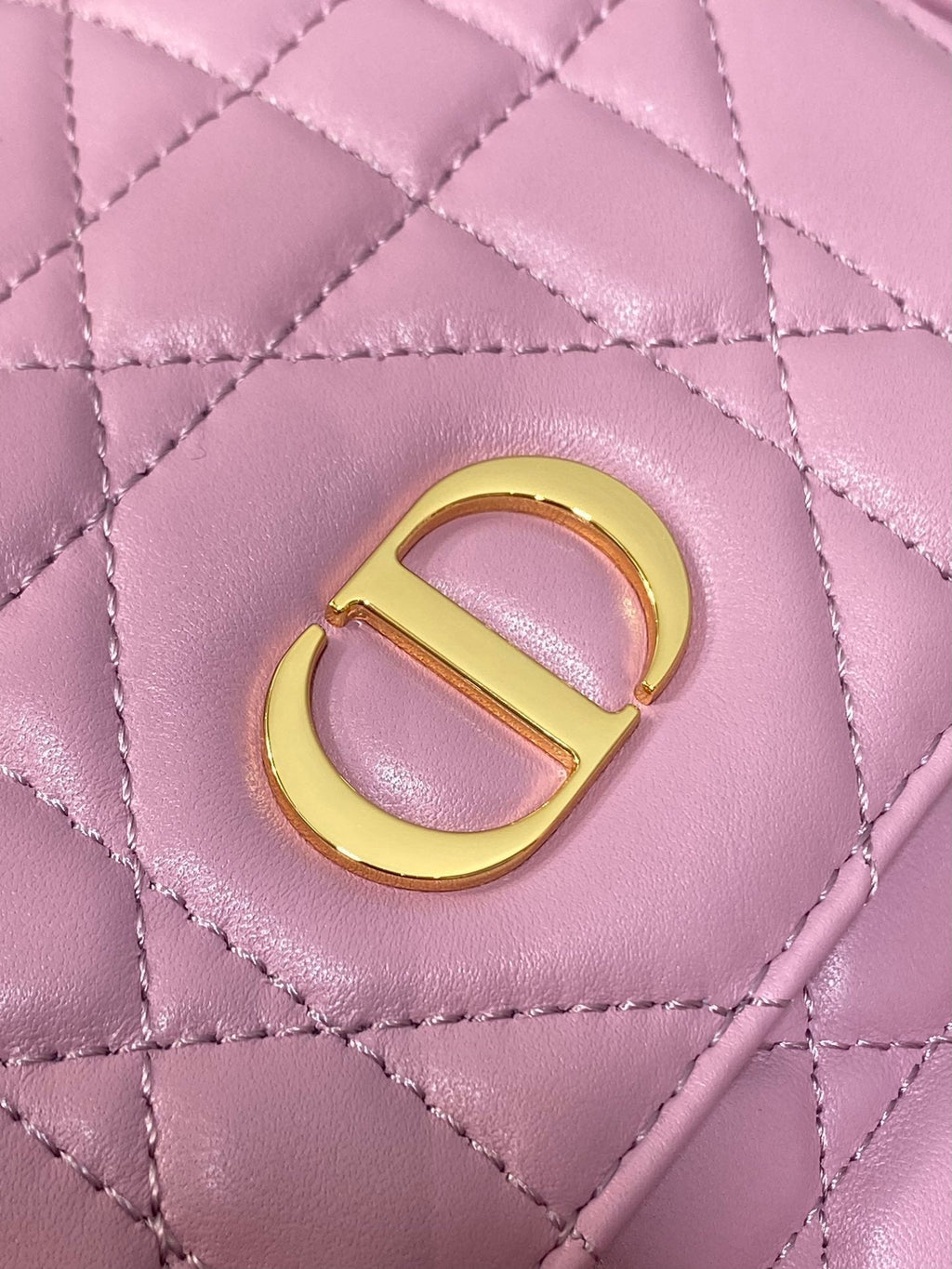 Dior Medium 25 Caro Backpack Flamingo Pink Macrocannage Lambskin