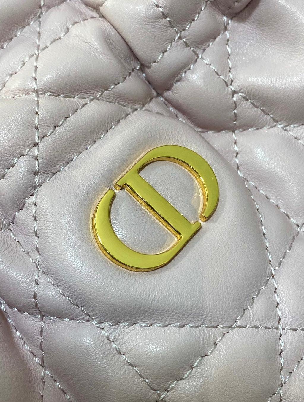 Dior Montaigne Mini 18 Bucket Bag with Drawstring in Baby Pink Lambskin