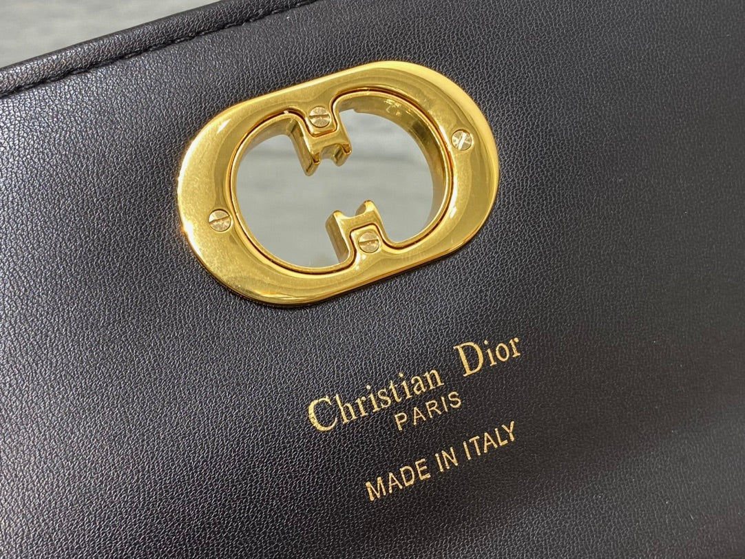 Dior Miss Caro Top Handle Pouch 24 in Black Macrocannage Lambskin