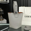 Loewe Mini 19 Pebble Bucket in Gray Steel Mellow Calfskin