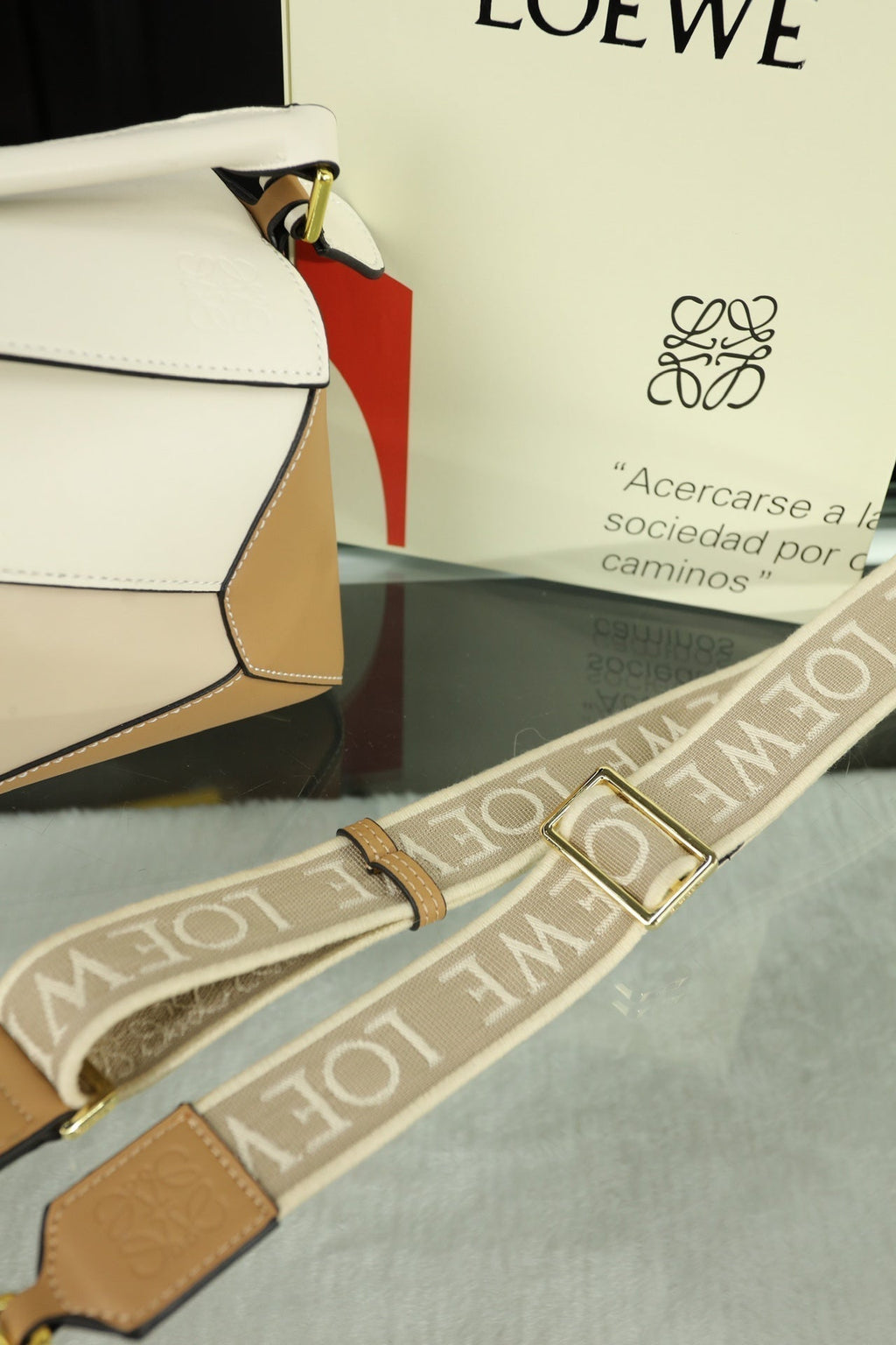 Loewe Mini Puzzle 23 Bag in Beige Cream Mix Tan Calfskin