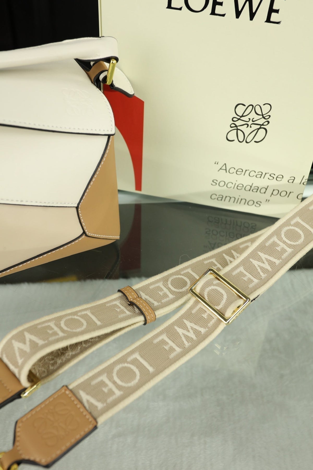 Loewe Mini Puzzle 23 Bag in Beige Cream Mix Tan Calfskin