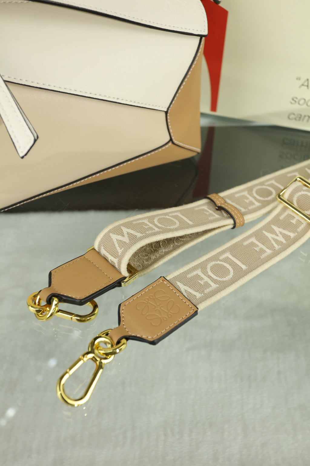 Loewe Mini Puzzle 23 Bag in Beige Cream Mix Tan Calfskin