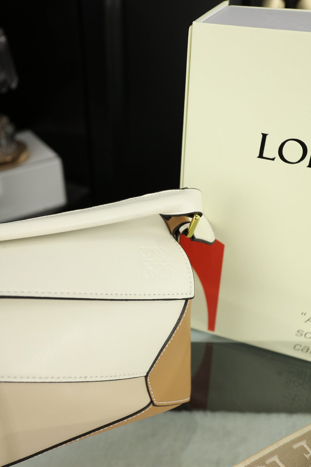 Loewe Mini Puzzle 23 Bag in Beige Cream Mix Tan Calfskin