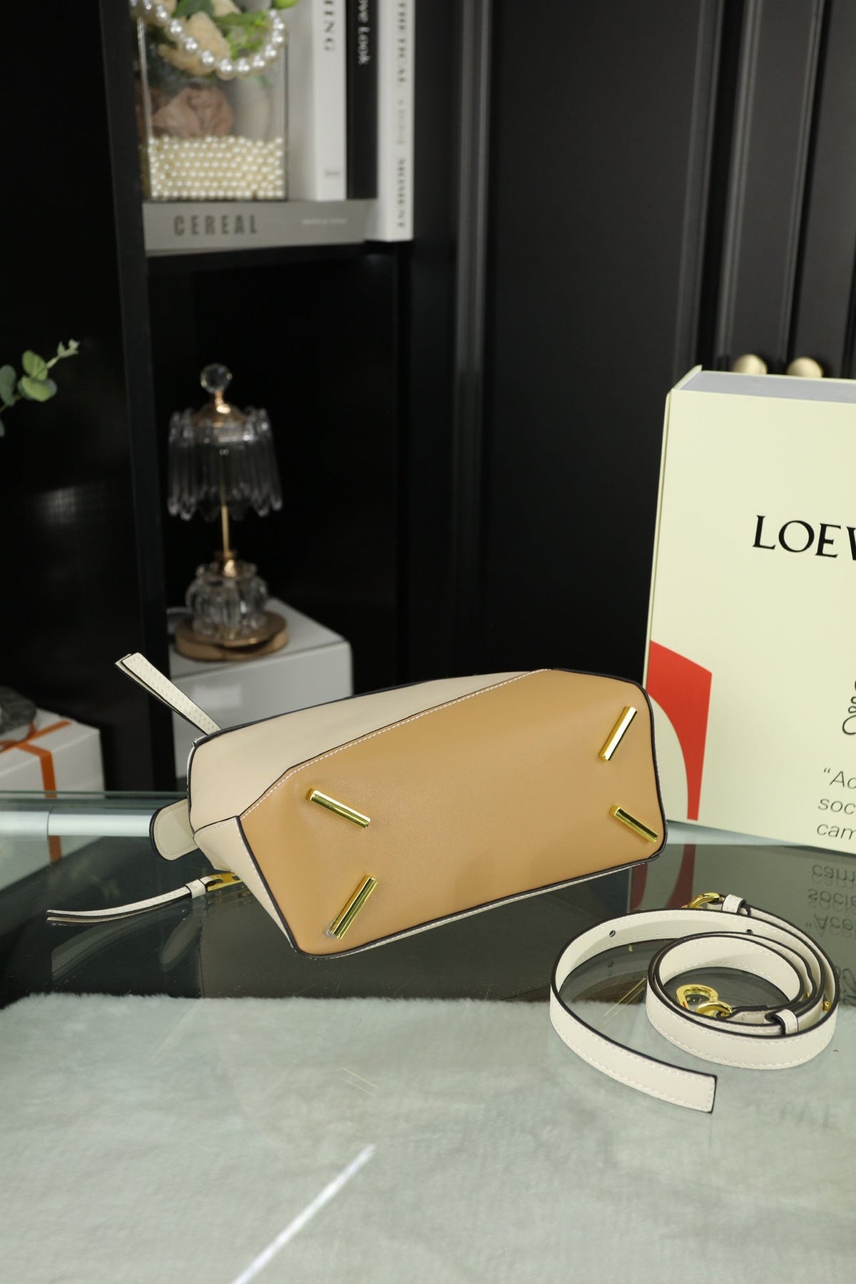 Loewe Mini Puzzle 23 Bag in Beige Cream Mix Tan Calfskin