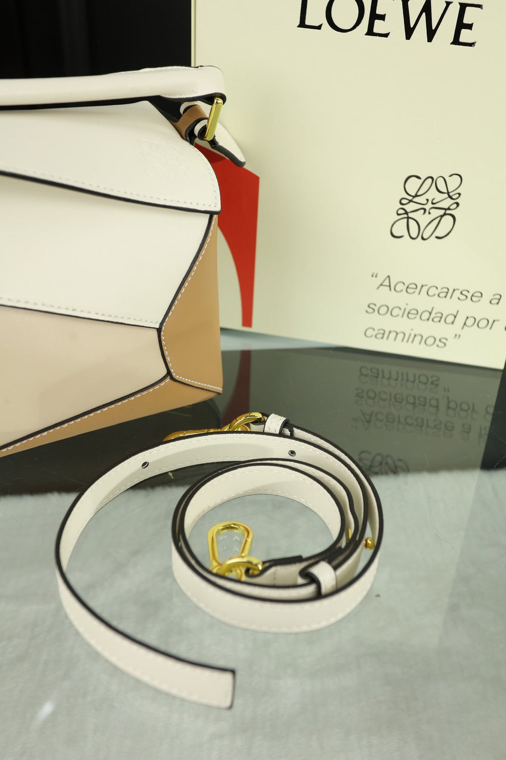 Loewe Mini Puzzle 23 Bag in Beige Cream Mix Tan Calfskin
