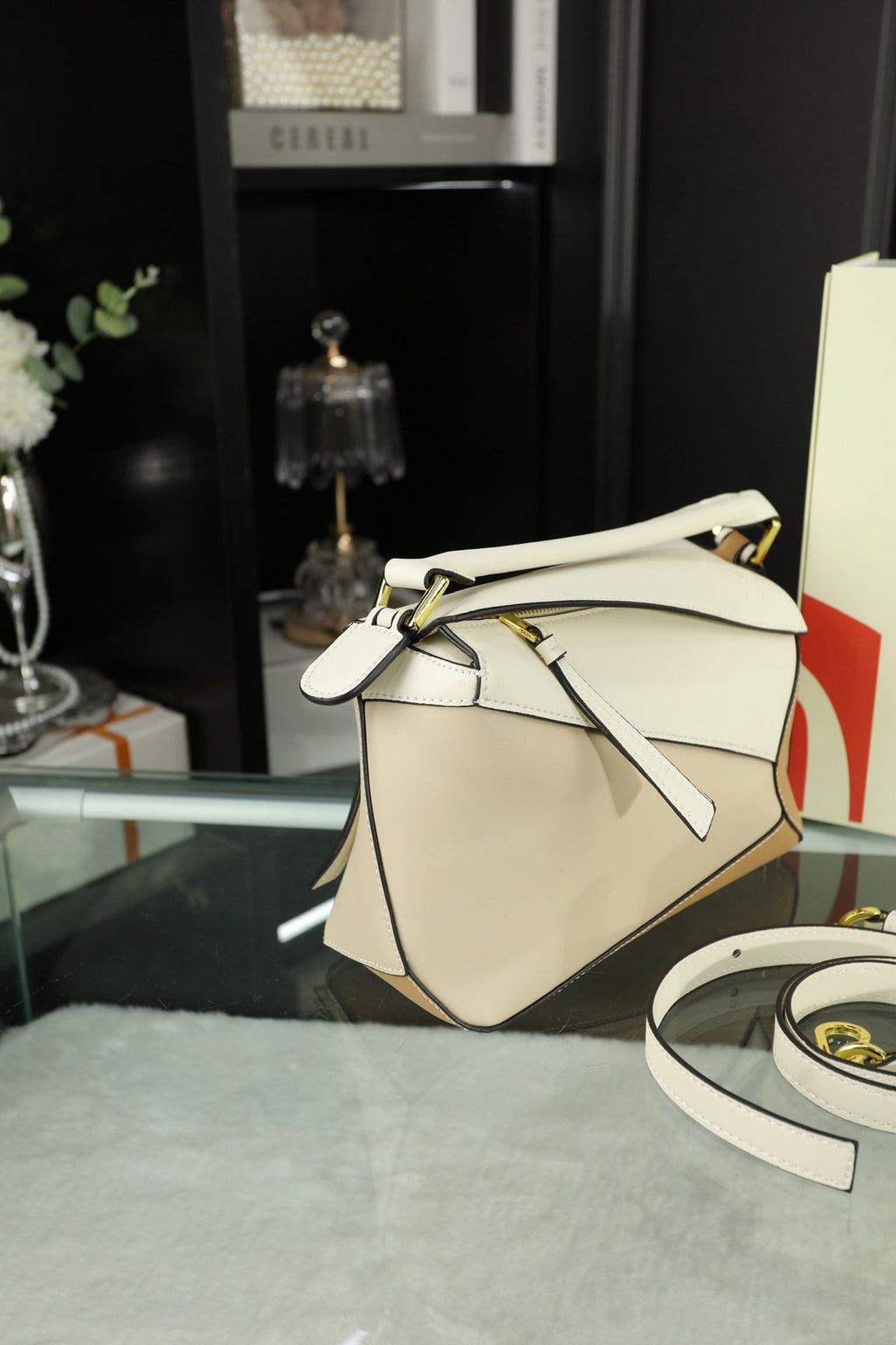 Loewe Mini Puzzle 23 Bag in Beige Cream Mix Tan Calfskin