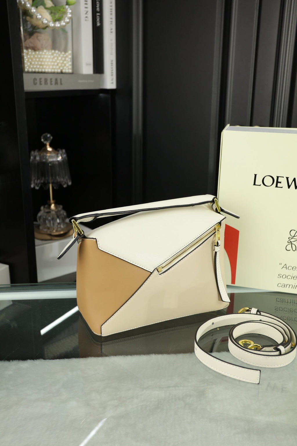 Loewe Mini Puzzle 23 Bag in Beige Cream Mix Tan Calfskin