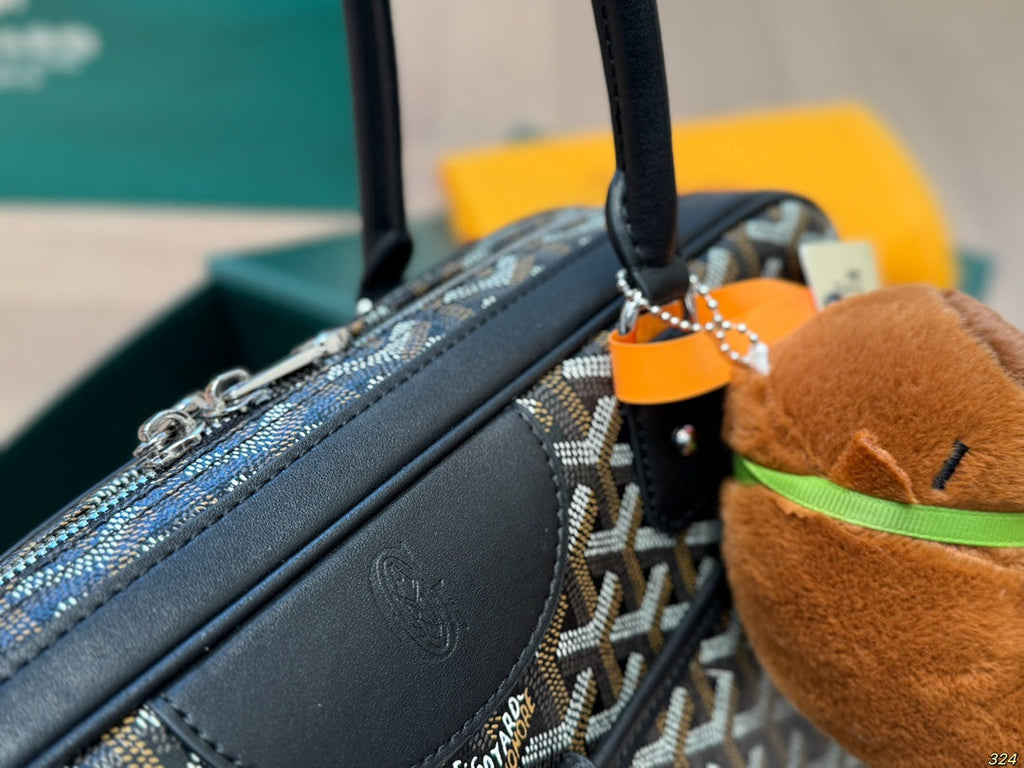 Goyard Saint Martin Bag 34 in Black Goyardine Canvas and Calfskin
