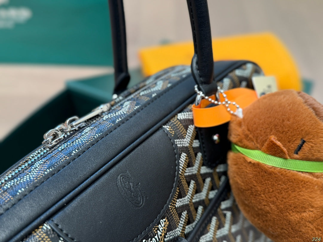 Goyard Saint Martin Bag 34 in Black Goyardine Canvas and Calfskin