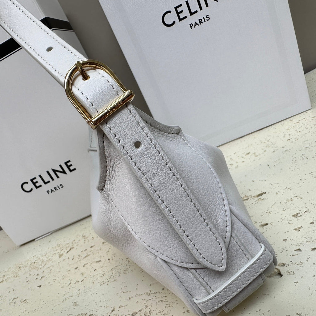 Celine Mini 19 Romy in White Supple Calfskin Bag