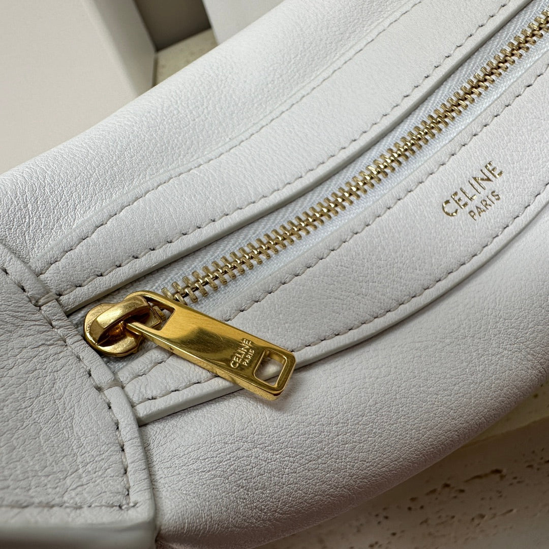 Celine Mini 19 Romy in White Supple Calfskin Bag