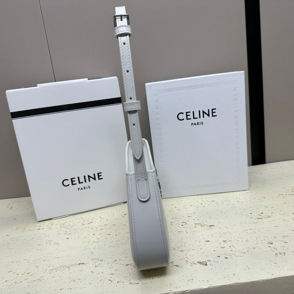 Celine Mini 22 Tilly Bag in White Shinny Calfskin