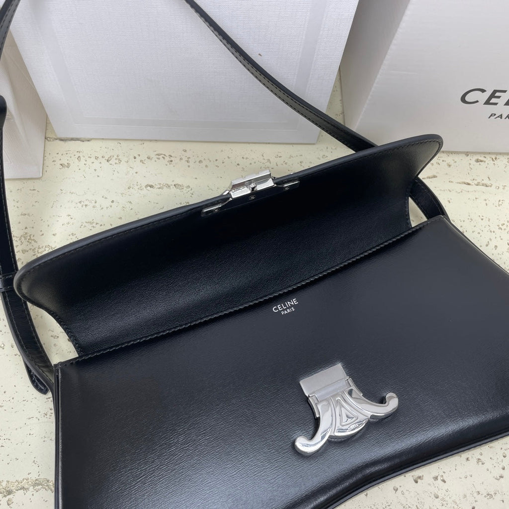 Celine Lola Baguette Bag 28 in Black Shinny Calfskin