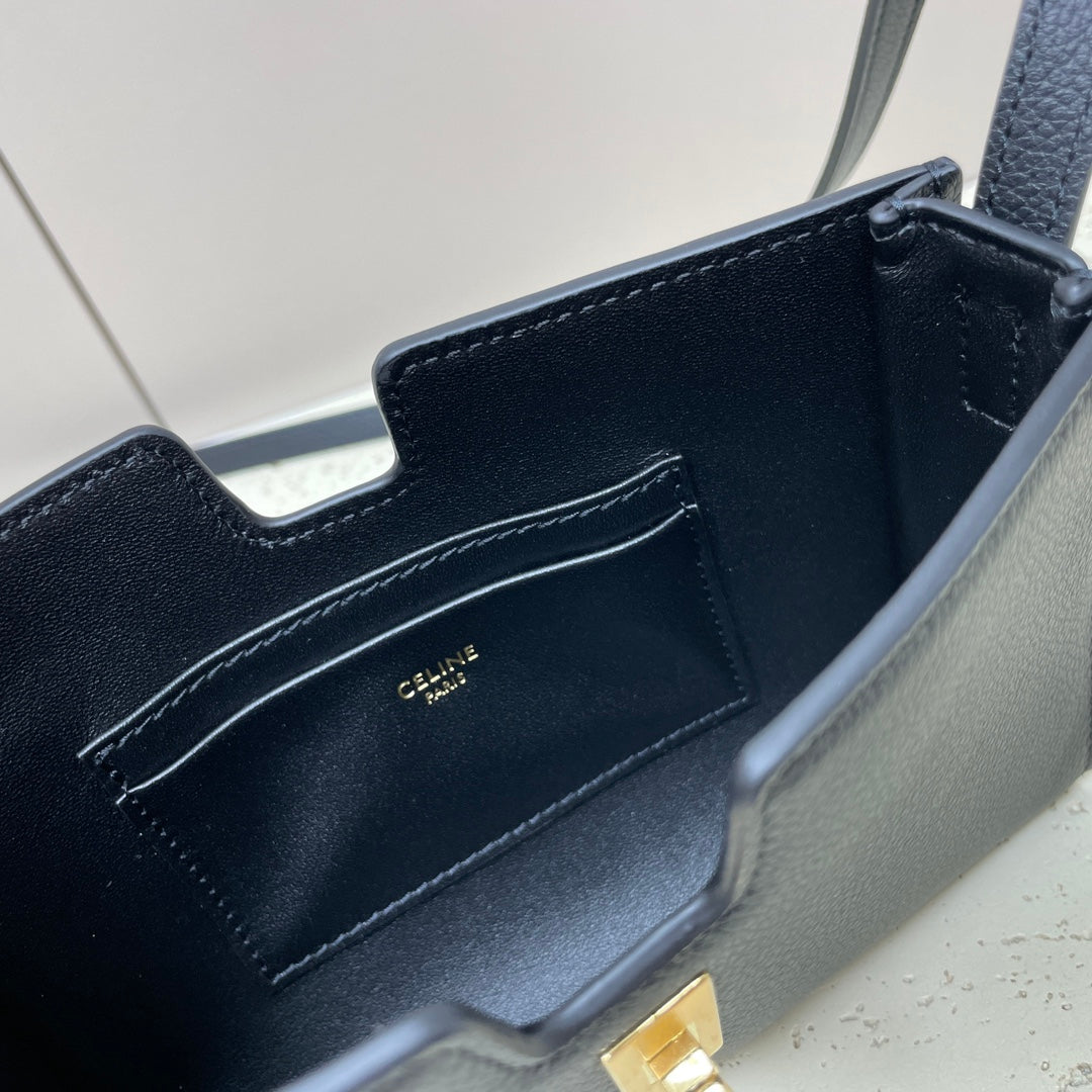 Celine Mini 18 Strap Pochette in Black Supple Calfskin Bag